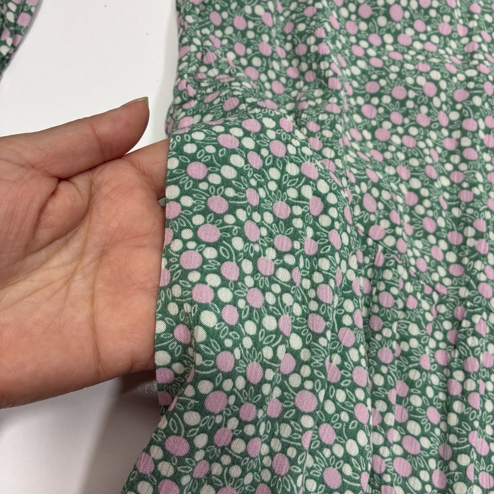 Boden Women Dress Size 14R Green Ditsy‎ Garden Floral V-neck Tiered Ruffle Maxi - Picture 5 of 14
